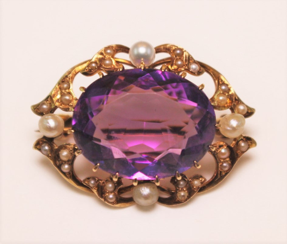 Antique Amethyst Brooch