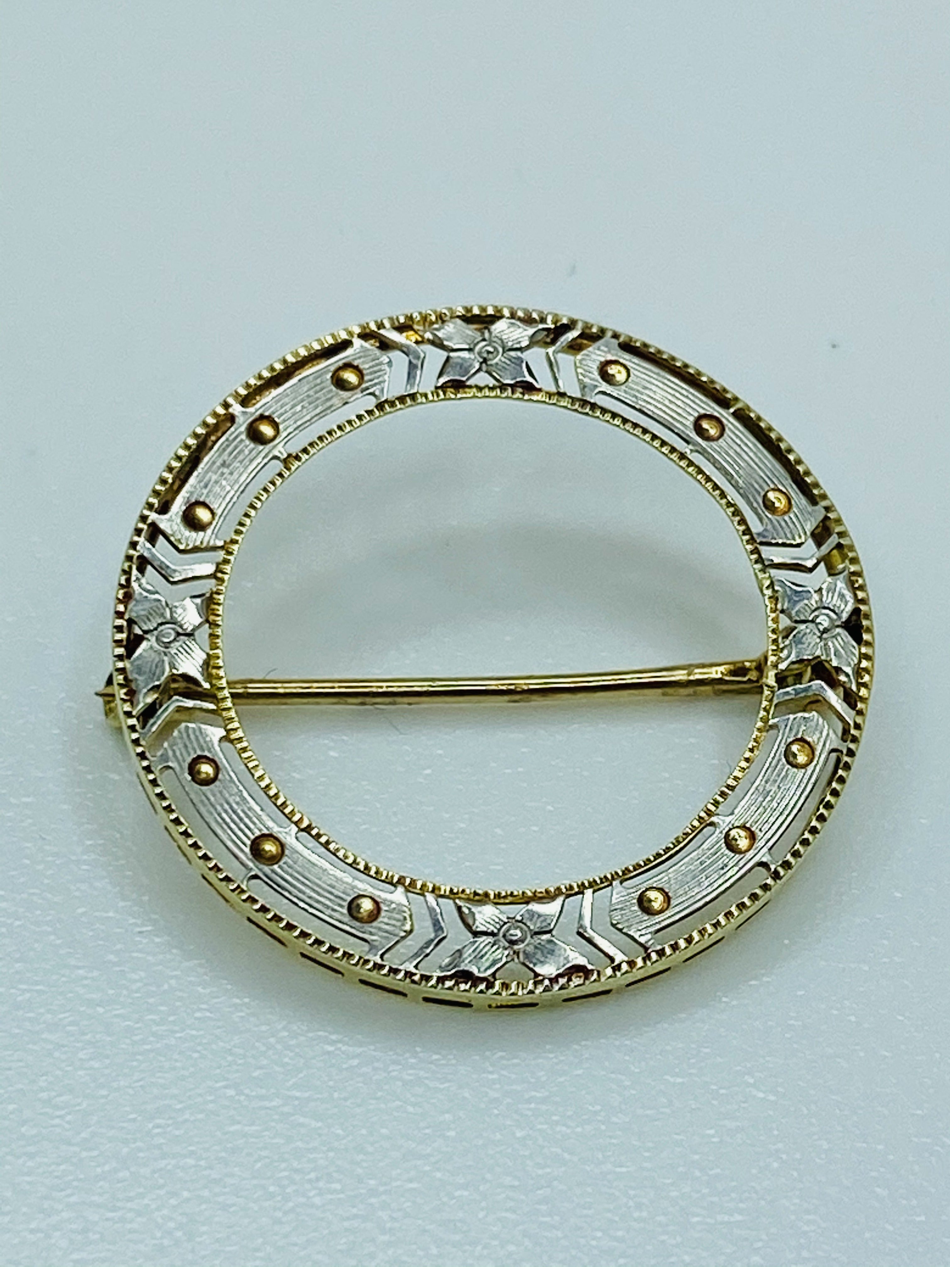 14k gold circle sale brooch