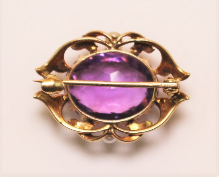 Antique Amethyst Brooch